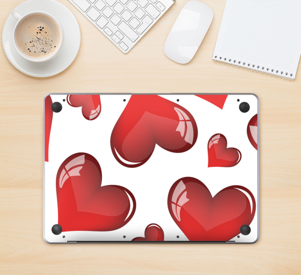 The Glossy Red 3d Love Hearts Skin Kit For The 12" - Tp-link Tl-ue300 Ethernet Network Adapter (white) (600x549), Png Download