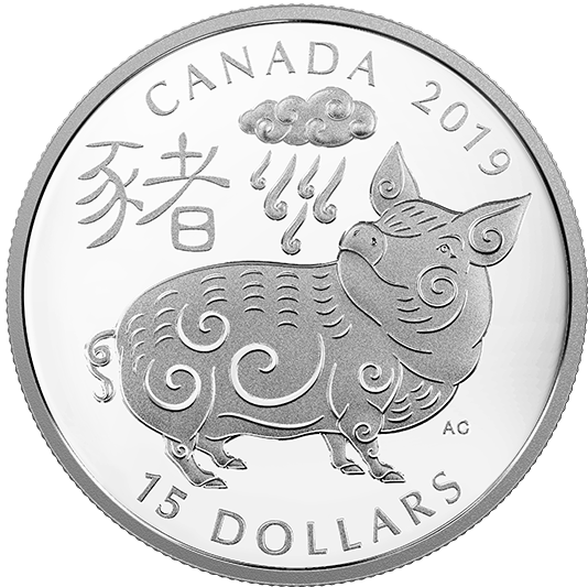 Pure Silver Coin - 2019 Year Of The Gold Pig (570x570), Png Download