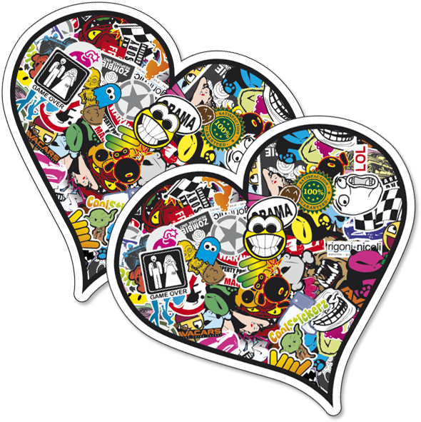 Heart Sticker Bomb - Bryta Store Mega Cool Bumper Laptop Car Graffiti Stickers (600x600), Png Download