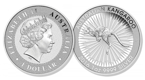 Silver Kangaroo Coin - 1 Oz Silver Kangaroo 2016 (500x276), Png Download