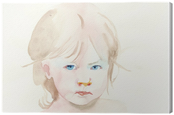 Face Of Girl, Watercolors Technique, Hand Painted Canvas - Sketch (400x400), Png Download