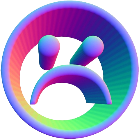 Ftestickers Sad Vaporwave Face Holographic - Vaporwave Sad Face Png (500x501), Png Download