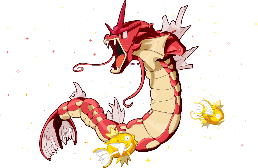 Red Gyarados & Shiny Magikarp Red Gyarados, Searching, - Shiny Magikarp And Gyarados (1024x668), Png Download
