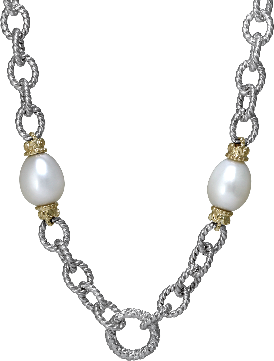 Vahan Sterling Silver And 14k Yellow Cultured Pearl - Mlg Gold Necklace Png (1500x1500), Png Download
