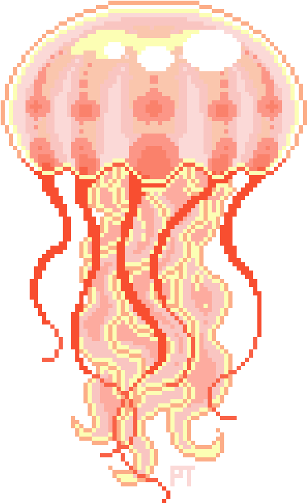 Explore Jellyfish Drawing Vaporwave Art Png Vaporwave - Transparent Jellyfish Pixel (540x740), Png Download