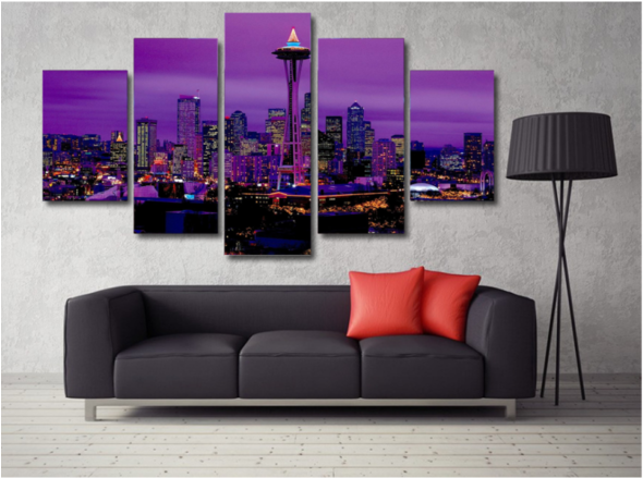 Seattle - Wall Art Floral Design For Living Room Glass Paintings (600x600), Png Download