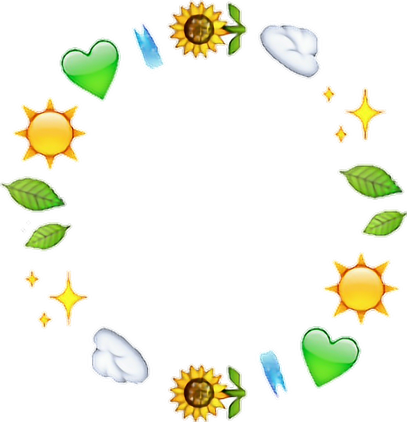 Sunflower Emoji Plant Heart Plant Leaf Cloud Sun - Emoji Circle Overlay (586x608), Png Download