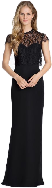 Hayley Paige Occasions - Hayley Paige Long Bridesmaid Dress With Lace Jacket (480x720), Png Download