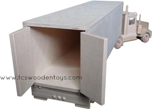 Cl73a Handmade Semi Tractor Truck And Box Trailer Toy - Semi-trailer Truck (640x478), Png Download