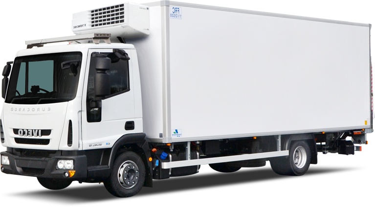 Large Box Truck Cooler With Tail-lift - Cargo Trucks Png (767x424), Png Download