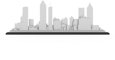 Cool Cut Map Gift - Atlanta Skyline (480x360), Png Download