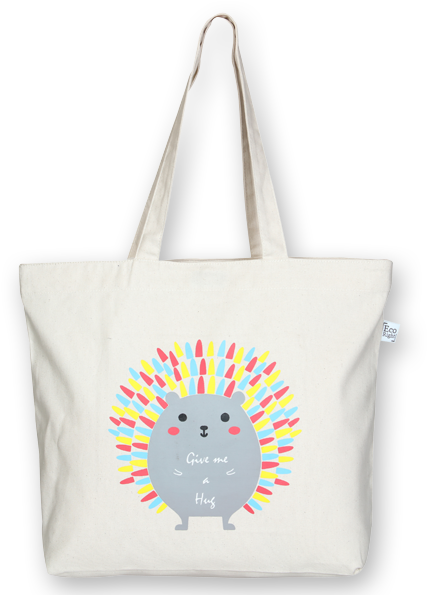 Canvas Large Tote Bag Porcupine Natural-ecoright - Tote Bag (600x600), Png Download