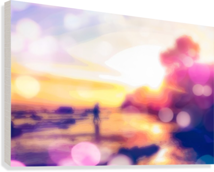 Summer Beach With Sunset Sky And Beautiful Bokeh Light - Canvas Print (429x344), Png Download