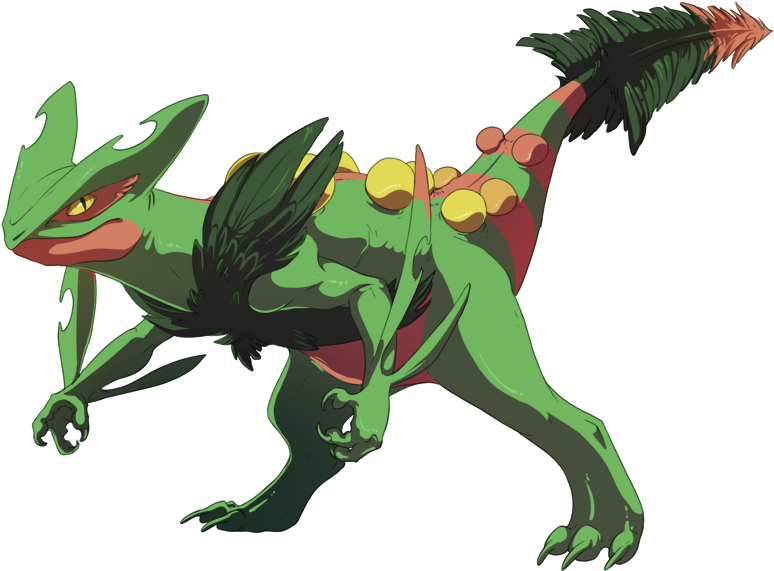 Pokemon My Art Sceptile Blaziken Swampert Mega Blaziken - Mega Sceptile (900x627), Png Download