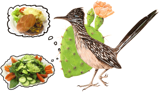 Cafe New Mexico Dreaming On The Burger - Roadrunner Clipart Transparent (555x326), Png Download
