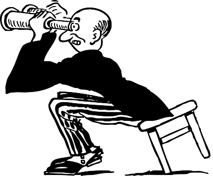 Man With Binoculars (422x348), Png Download