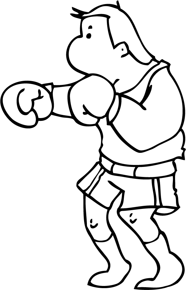 Rocky Drawing Black And White - Boxing Cartoon Black And White (708x973), Png Download