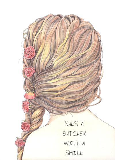 Plat Drawing Braided Hair Svg Royalty Free - Draw Flowers In Hair (400x555), Png Download