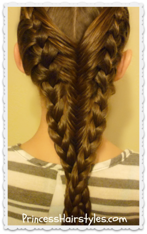 French Braids And Fishtail Braid Hairstyle - Braid (300x477), Png Download