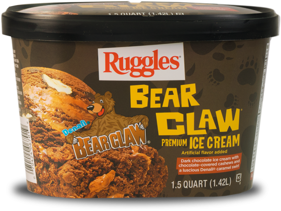 Bear Claw® - Ruggles Bear Claw Ice Cream, 48 Oz (564x540), Png Download