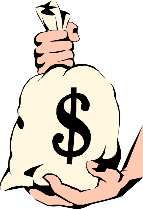 Hands Hold Dollars Money Bag - Money Bag Clip Art (481x700), Png Download