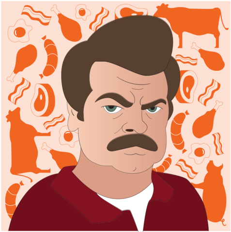 Spotillustrations Ronswanson (1000x563), Png Download