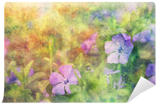 Blue Cute Flowers And Watercolor Smudges Wall Mural - Watercolor Painting (400x400), Png Download