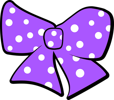 Bow, Polka Dots, Purple, Ribbon, Vintage - Purple Polka Dot Bow (389x340), Png Download