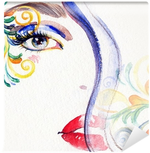 Beautiful Woman Face - Watercolor Painting (400x400), Png Download