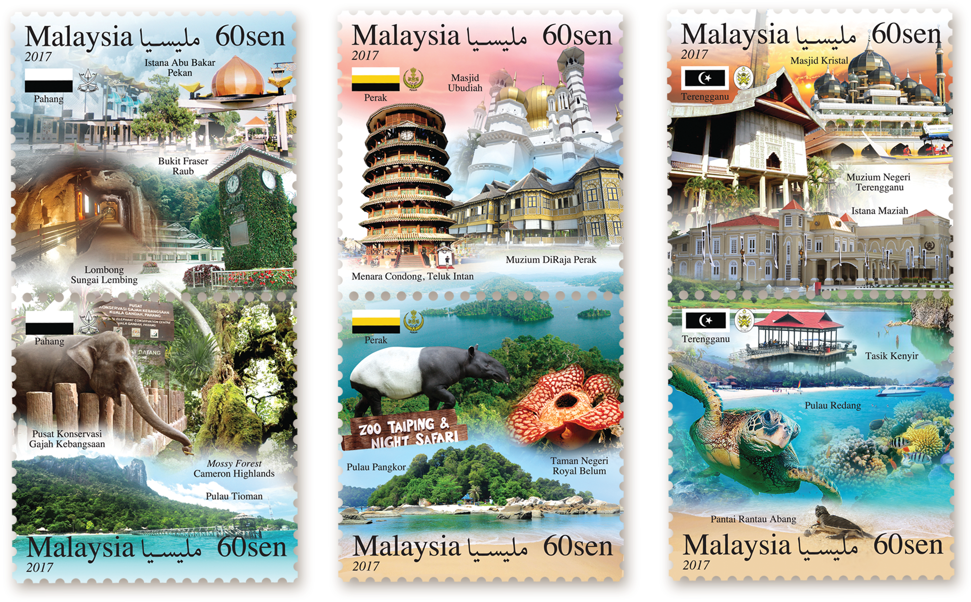 60sen Setenant X 3 Designs - Postage Stamp (2100x1296), Png Download