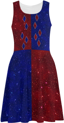 Sparkle Red Blue Harlequin Atalanta Sundress - Day Dress (500x500), Png Download