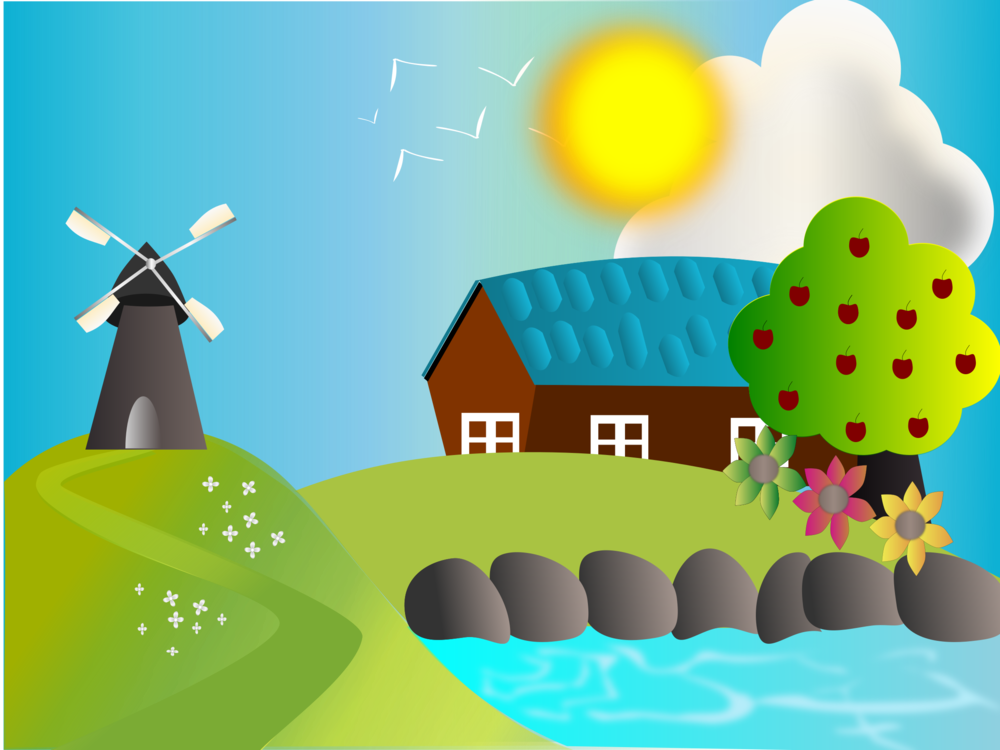 Hay Day Farmhouse Cartoon - Farm Landscape Png (453x340), Png Download