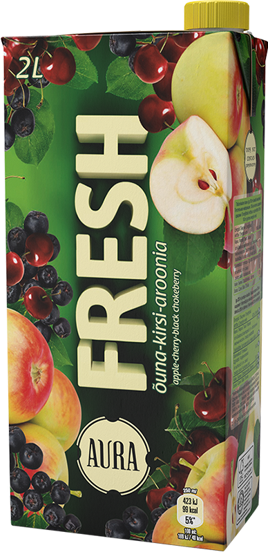Aura Fresh Apple, Cherry & Chokeberry Juice Drink - Aura (388x799), Png Download