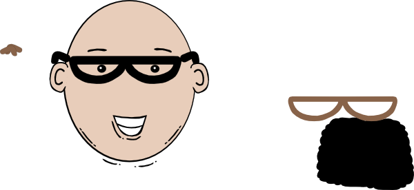 Bald Man Face Cartoon With Mustache Clip Art At Clker - Bald Man With Glasses Cartoon (600x276), Png Download
