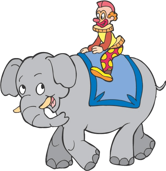 Cartoon Circus Elephant - Clown And Cartoon Elephant (600x600), Png Download