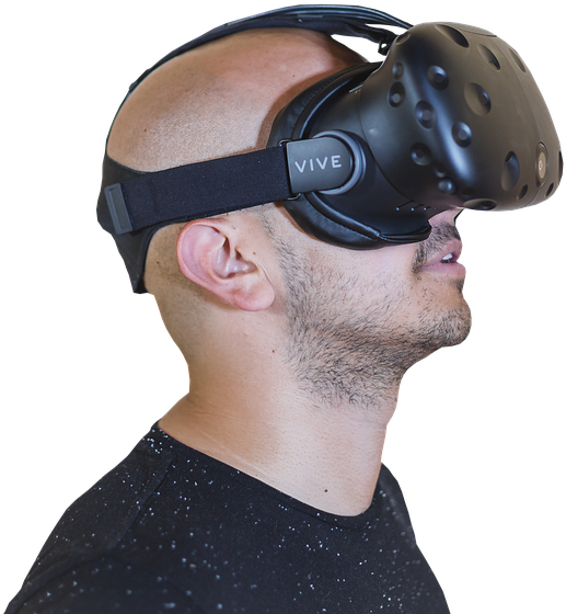 Vr, Bald, Guy, Reality, Virtual, Glasses, Male, 3d - Oculos De Realidade Virtual Png (960x640), Png Download