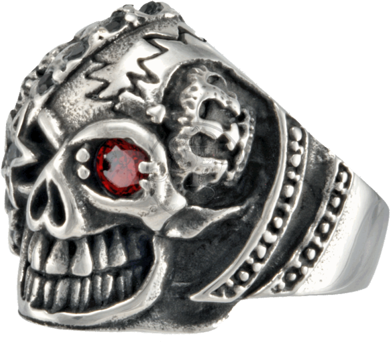 Pirate Skull Eye Patch Biker Ring Stainless Steel 316l - Ring (800x800), Png Download