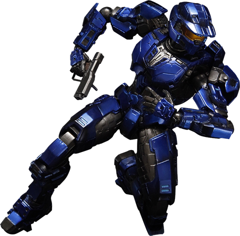 Blue Spartan Mark V Collectible Figure - Halo Master Chief Blue (480x472), Png Download