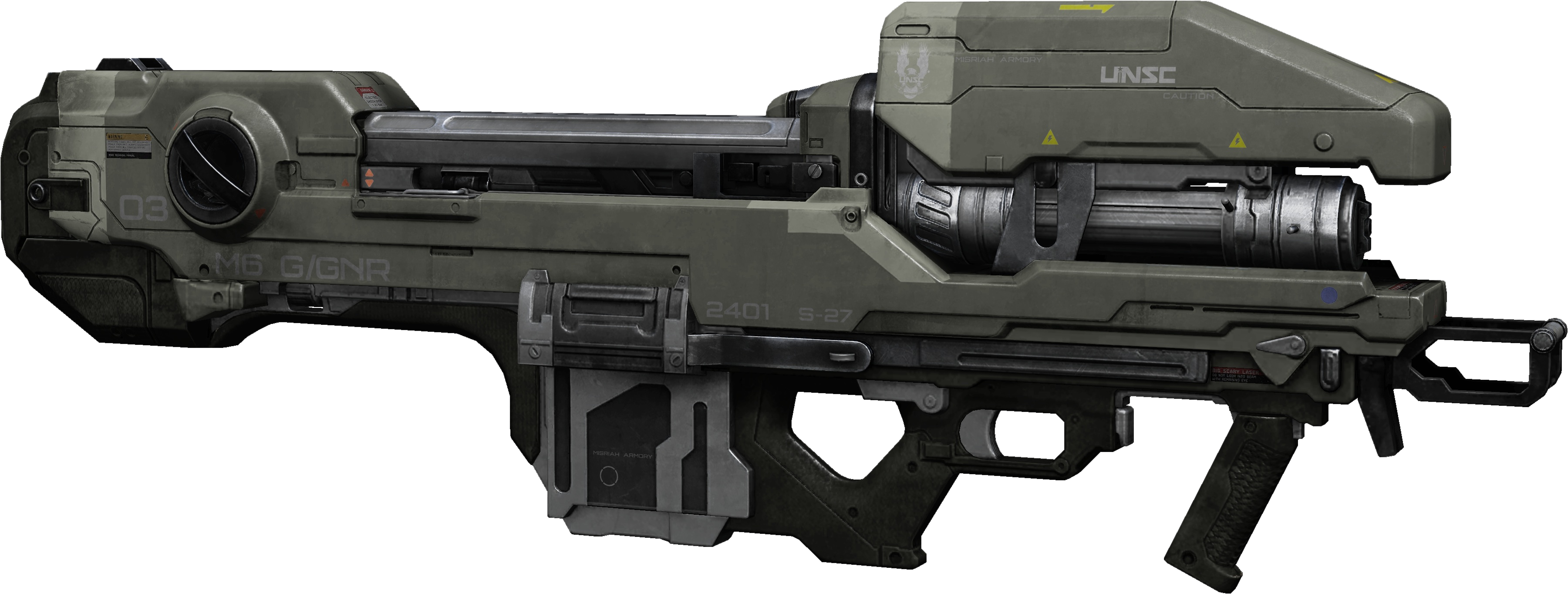 M Grindell Galilean Nonlinear Rifle Nation Fandom - Halo Spartan Laser Warning (3601x1364), Png Download