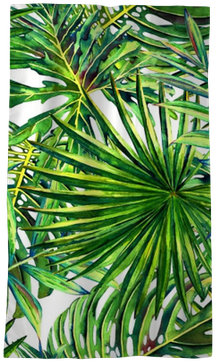 Seamless Floral Pattern With Watercolor Tropical Palm - Watercolor Painting (400x400), Png Download