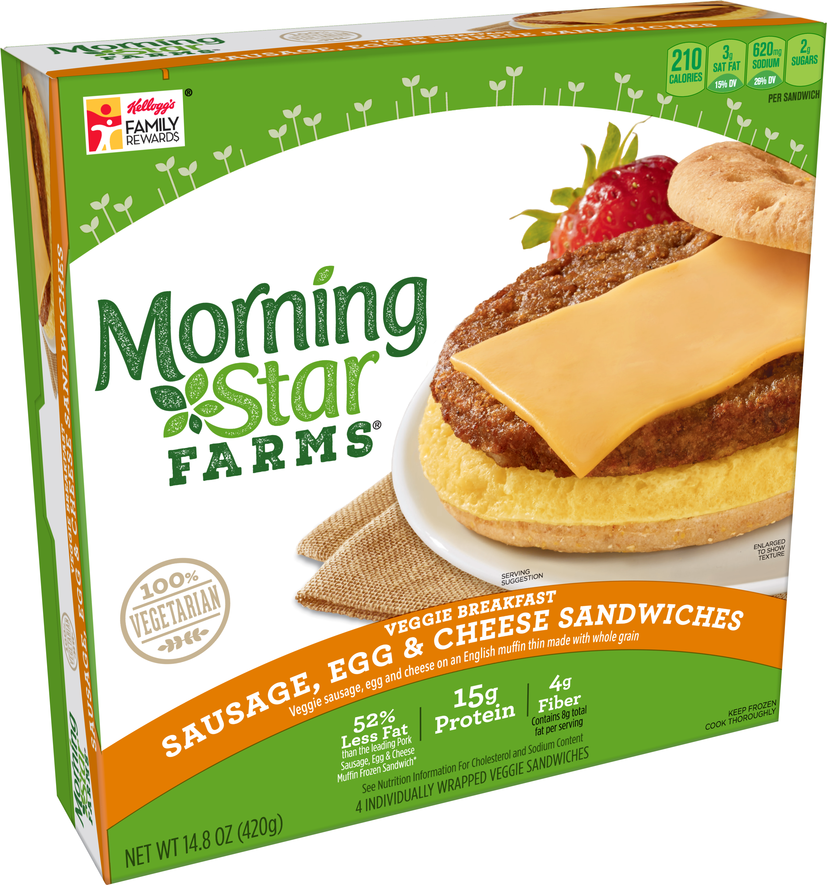 Morningstar Farms Veggie Breakfast Sandwiches (3000x3000), Png Download