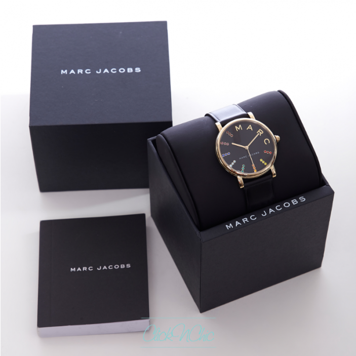 Marc Jacobs Mj1591 Classic Black Leather Charm Watch - Box (702x1080), Png Download