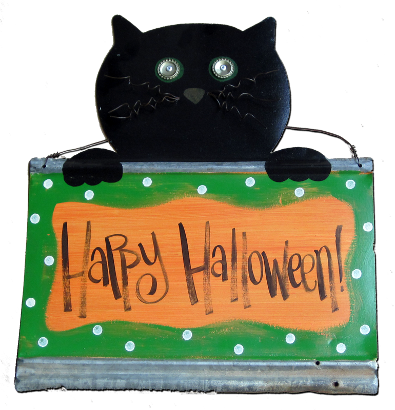 Happy Halloween Cat - Black Cat (770x800), Png Download