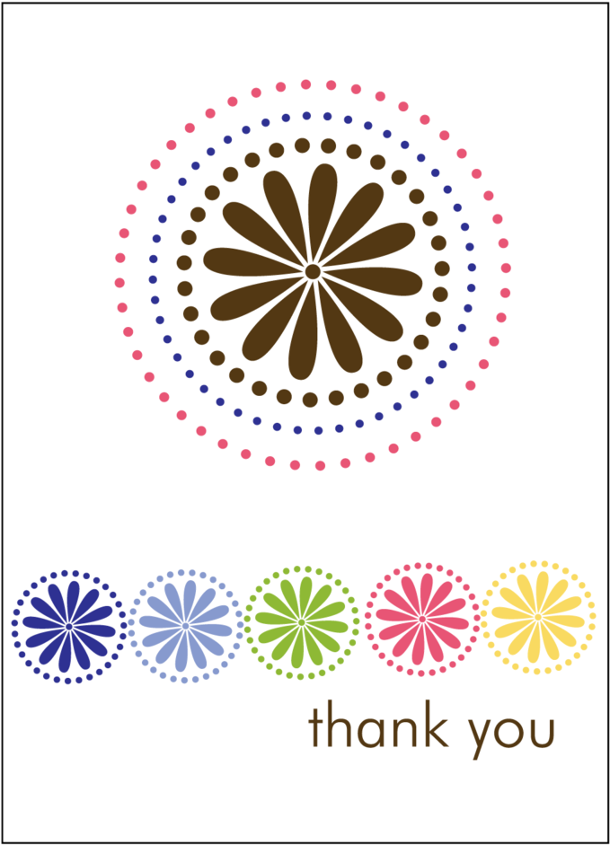 Flower Circle Thank You Cards (1000x1429), Png Download