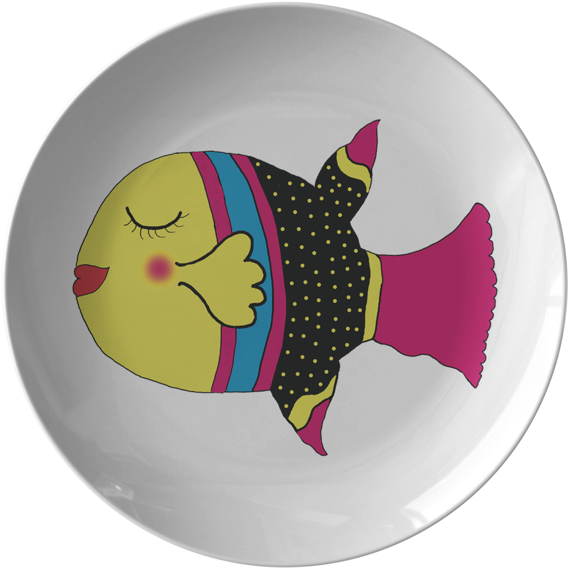 Sweet Fish Face Dinner Plate - 3352 Boy's Next Level Youth Cvc 3/4-sleeve Raglan (2000x2000), Png Download