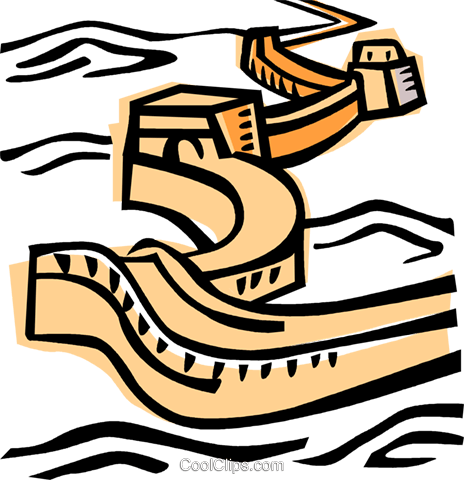 Great Wall Of China Royalty Free Vector Clip Art Illustration - Great Wall Of China (464x480), Png Download