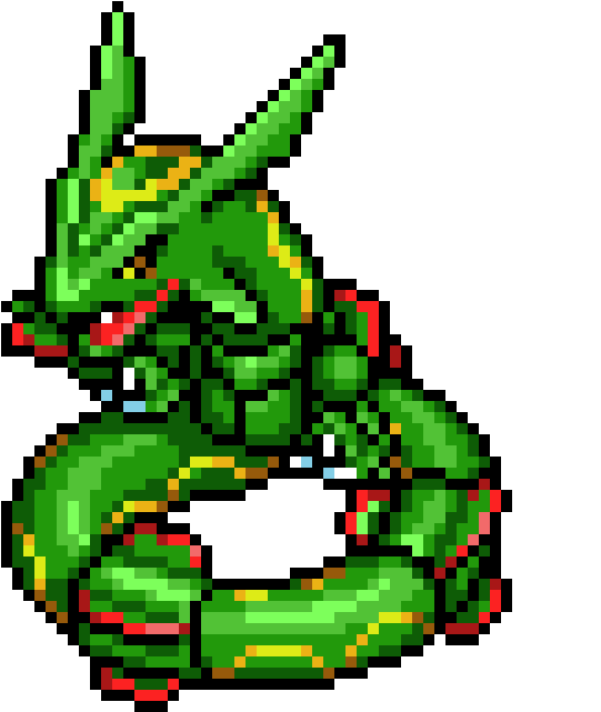 Rayquaza - Pokemon Rayquaza Pixel Art (660x700), Png Download