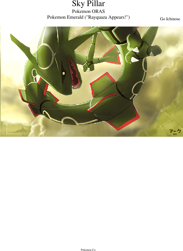 Sky Pillar Sheet Music Composed By Go Ichinose 1 Of - Rayquaza Epic (850x1100), Png Download