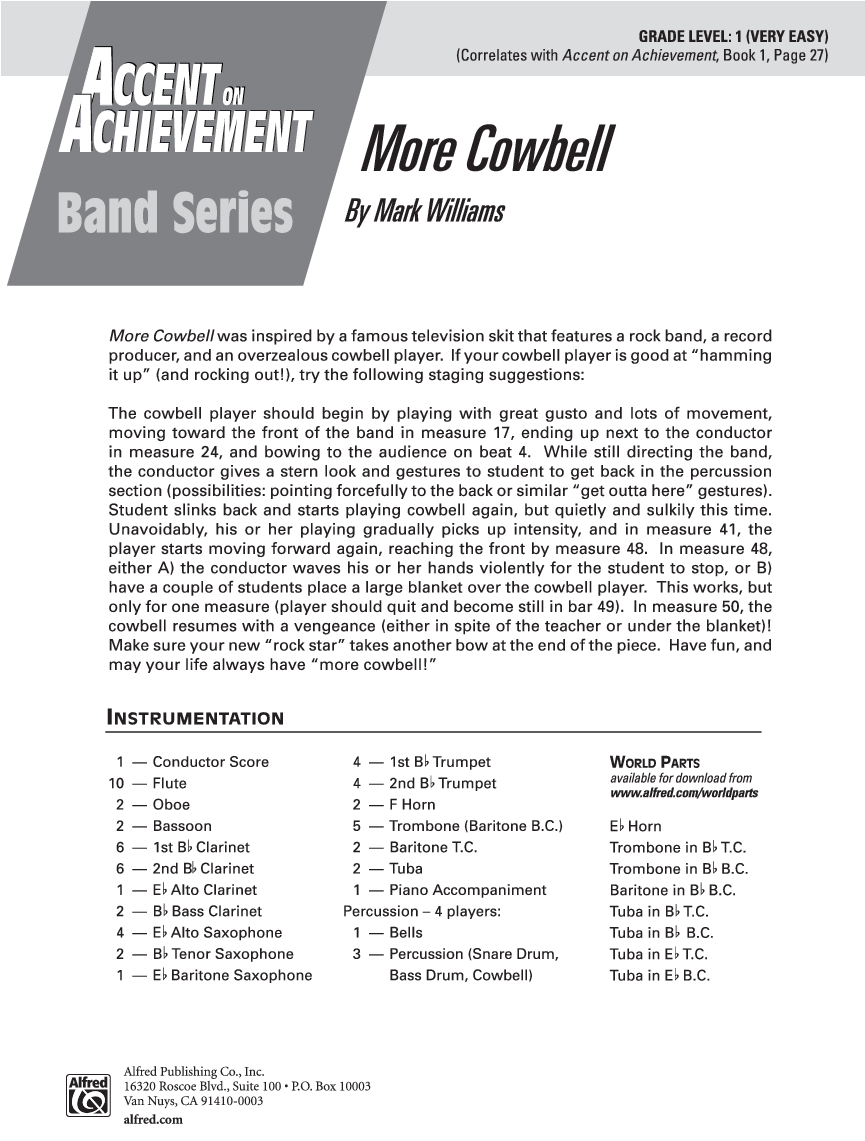 More Cowbell Thumbnail More Cowbell Thumbnail More - Accent On Achievement, Bk 2 By Professor John O'reilly (864x1152), Png Download