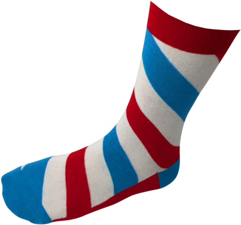 Men's Colorful Stripe Crew Socks W/ Barber Blue, Red - Sock (599x501), Png Download